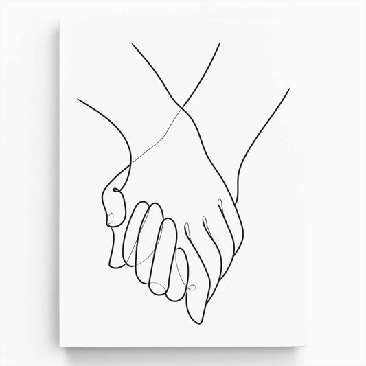 Romantic Line Art Illustration of Couple Holding Hands in Monochrome by Luxuriance Designs, made in USA