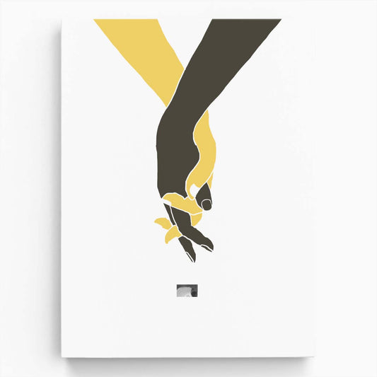 Romantic Minimalistic Illustration of Couple Holding Hands, Mid-Century Art by Luxuriance Designs, made in USA