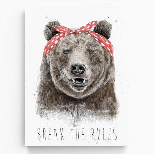 Rebellious Bear Humor Typography Illustration - Funny Animal Wall Art by Luxuriance Designs, made in USA