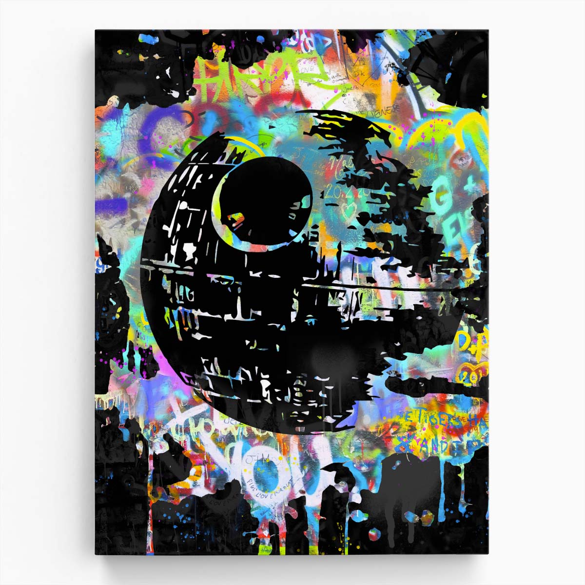 Death Star Graffiti Wall Art by Luxuriance Designs. Made in USA.