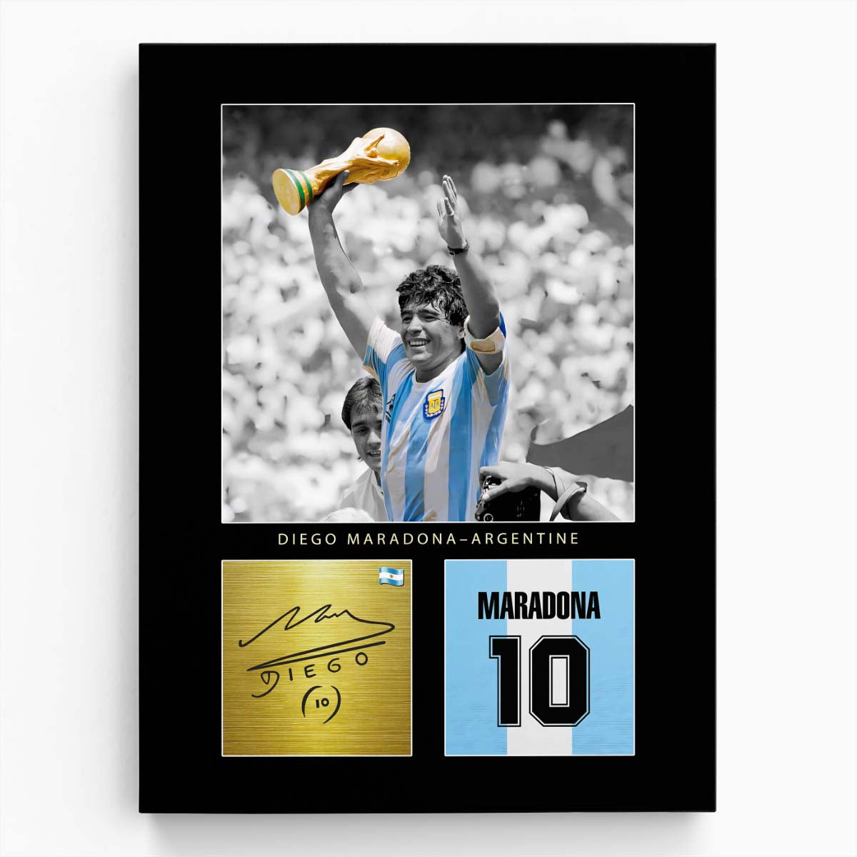 Diego Maradona Argentine Signature World Cup Wall Art by Luxuriance Designs. Made in USA.
