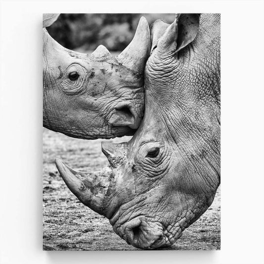 Romantic Rhinoceros Pair Photography Art, Monochrome Love in Spain by Luxuriance Designs, made in USA