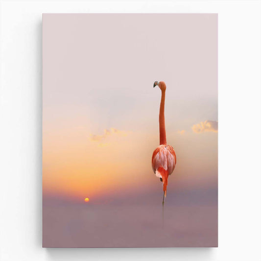Romantic Pink Flamingo Sunset Photography Pastel Seascape Wall Art by Luxuriance Designs, made in USA