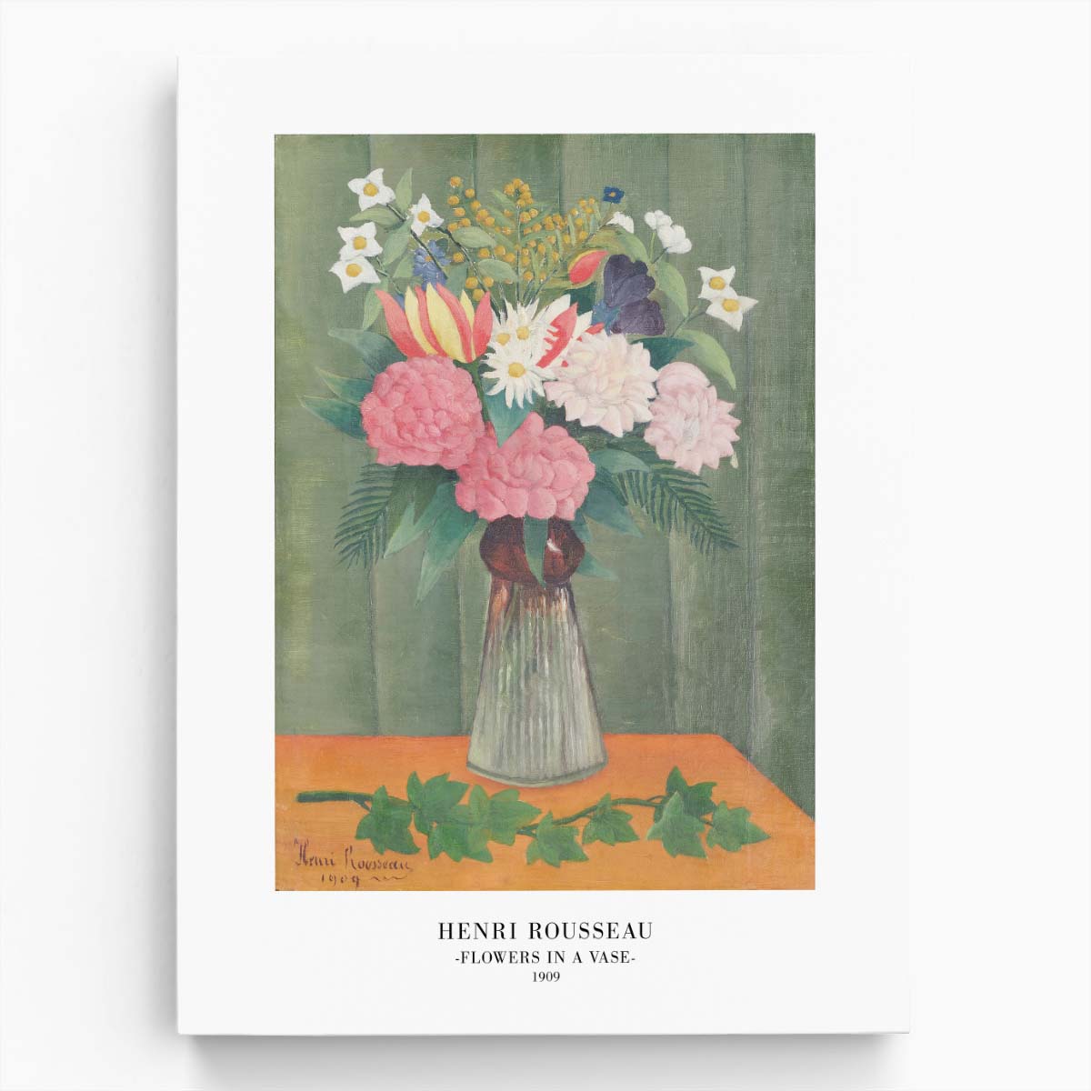 Floral Masterpiece 'Flowers in a Vase' by Henri Rousseau, Acrylic Illustration Poster by Luxuriance Designs, made in USA