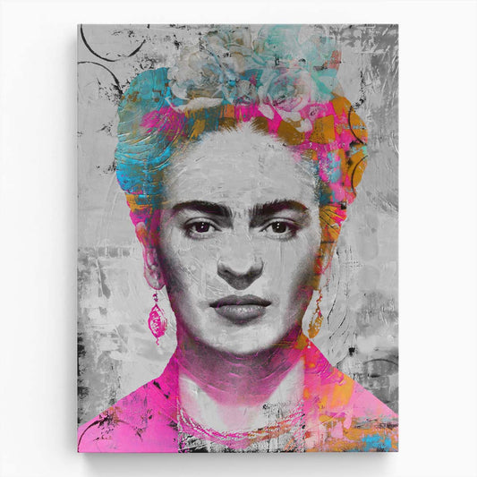 Frida Kahlo Portrait Grey Circles Wall Art by Luxuriance Designs. Made in USA.