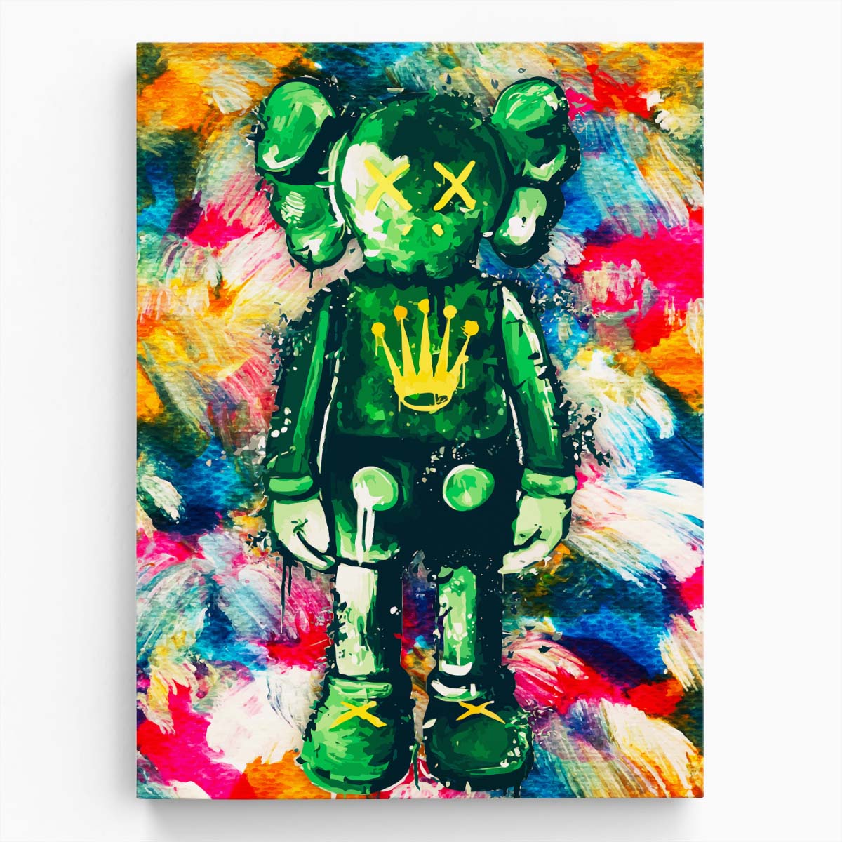 Green Kaws Rolex Watercolor Wall Art by Luxuriance Designs. Made in USA.