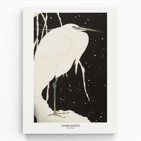 Ohara Koson's Vintage Japanese Heron in Snow Illustration Art by Luxuriance Designs, made in USA