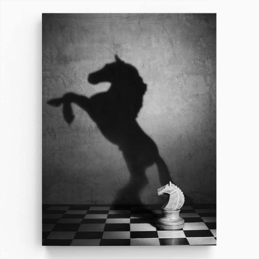 Monochrome Equestrian Chess Board Photography Wall Art by Luxuriance Designs, made in USA