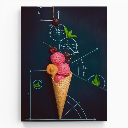 Geometric Still Life Photography of Ice Cream with Cherries & Mint by Luxuriance Designs, made in USA