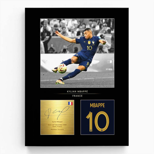 Kylian Mbappe France Signature World Cup Wall Art by Luxuriance Designs. Made in USA.