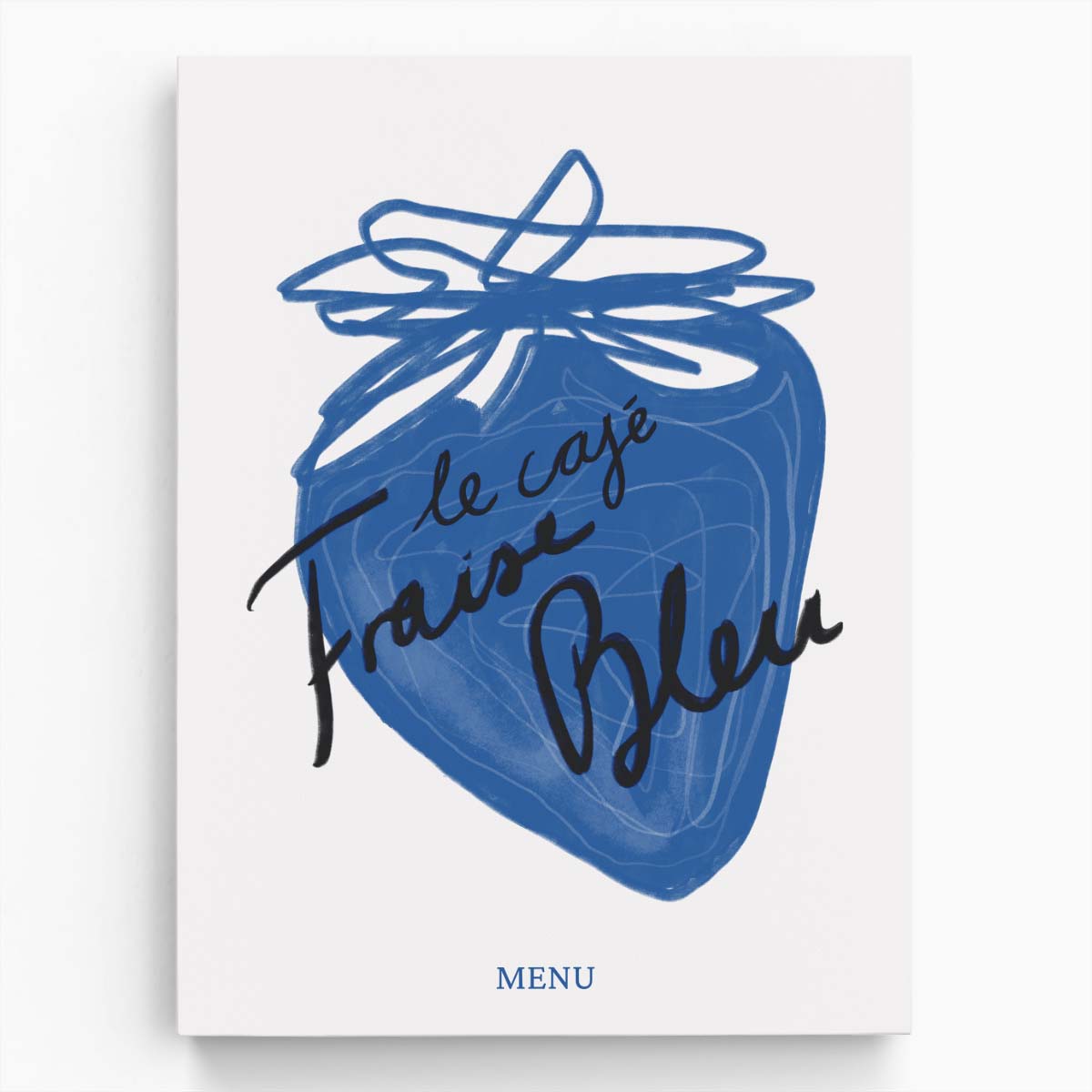 Blue Strawberry Cafe Illustration - Bright Kitchen Food Art by Luxuriance Designs, made in USA