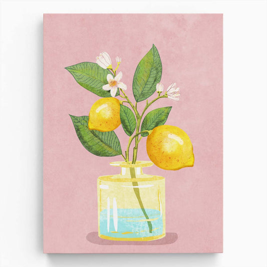 Citrus Still Life Colorful Lemon Bunch in Vase Art Illustration by Luxuriance Designs, made in USA