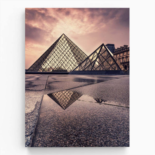 Iconic Louvre Pyramid Photography, Paris Landmark Reflection Artwork by Luxuriance Designs, made in USA