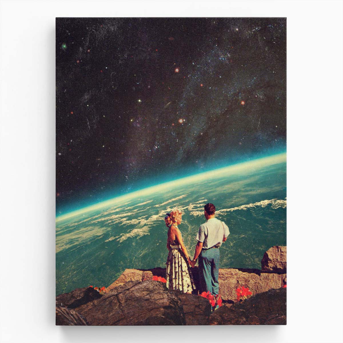 Romantic Galaxy Love Collage Illustration by Frank Moth by Luxuriance Designs, made in USA