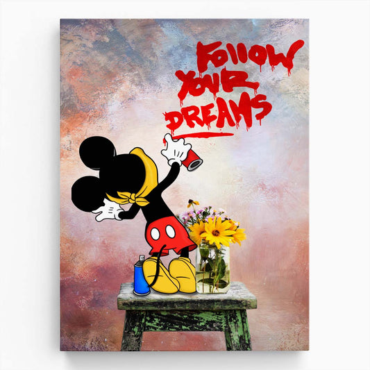 Mickey Mouse Follow Your Dreams Wall Art by Luxuriance Designs. Made in USA.