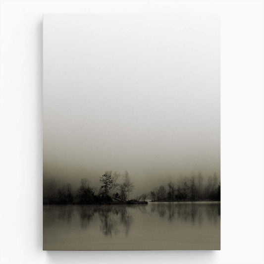 Misty Lake Serenity Sepia-Toned Autumn Photography by Henrik Spranz by Luxuriance Designs, made in USA