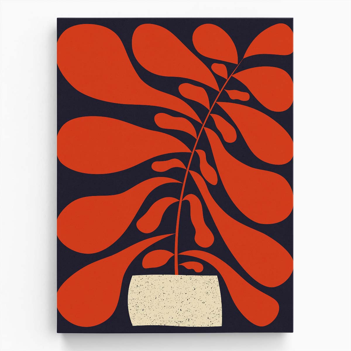 Abstract Botanical Illustration - Minimalist Orange Leaves Boho Art by Luxuriance Designs, made in USA