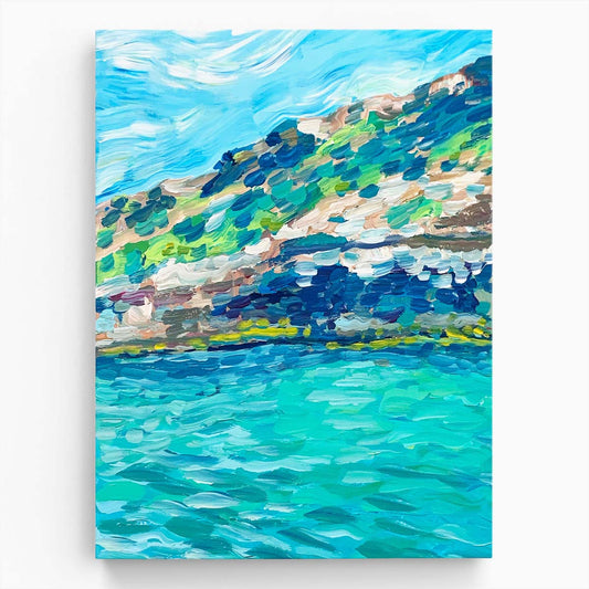 Vibrant Mallorca Spain Seascape Illustrated Acrylic Wall Art by Luxuriance Designs, made in USA