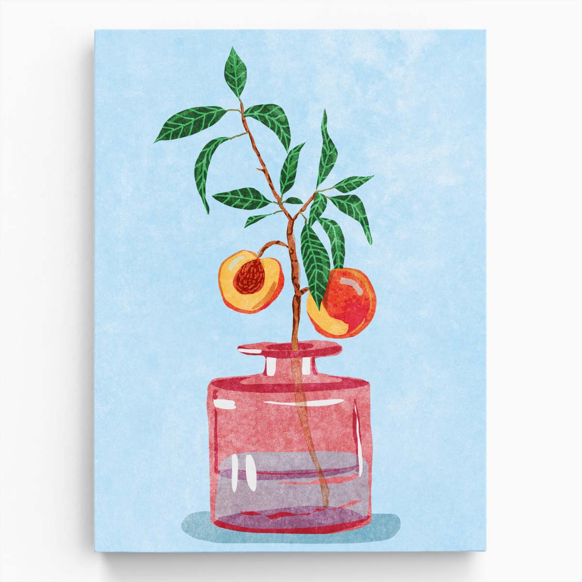 Minimalist Peach Tree Illustration in Vase by Raissa Oltmanns by Luxuriance Designs, made in USA