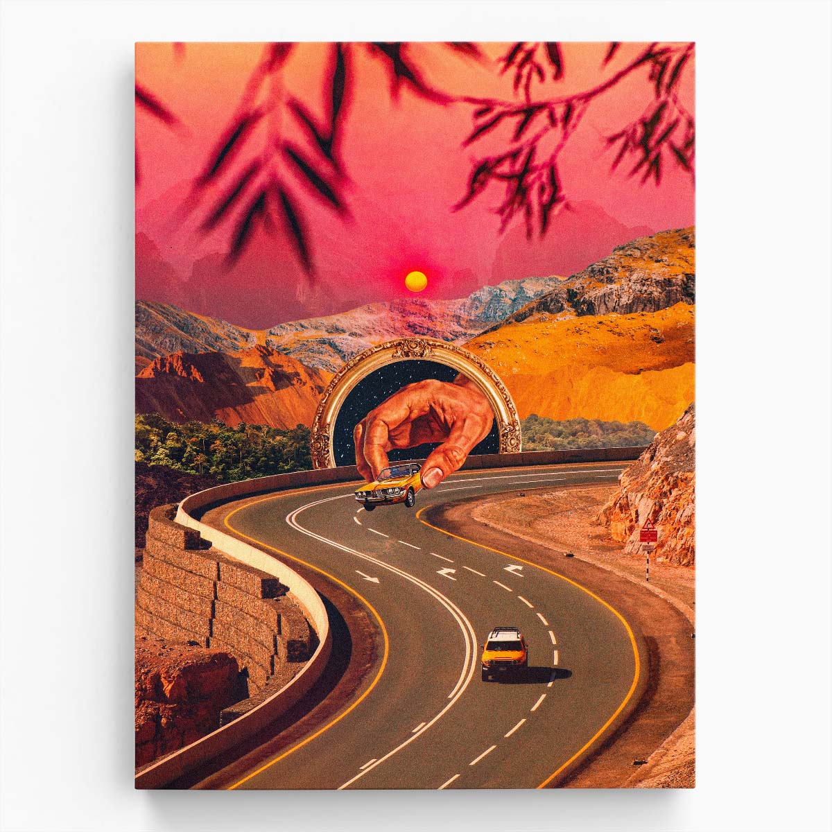 Vintage Car Road Trip Surreal Collage Illustration by Taudalpoi by Luxuriance Designs, made in USA