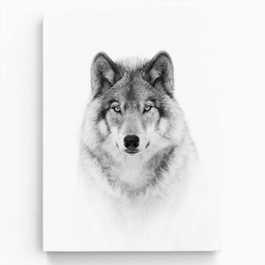 Serene Monochrome Timber Wolf Portrait Photography by Luxuriance Designs, made in USA