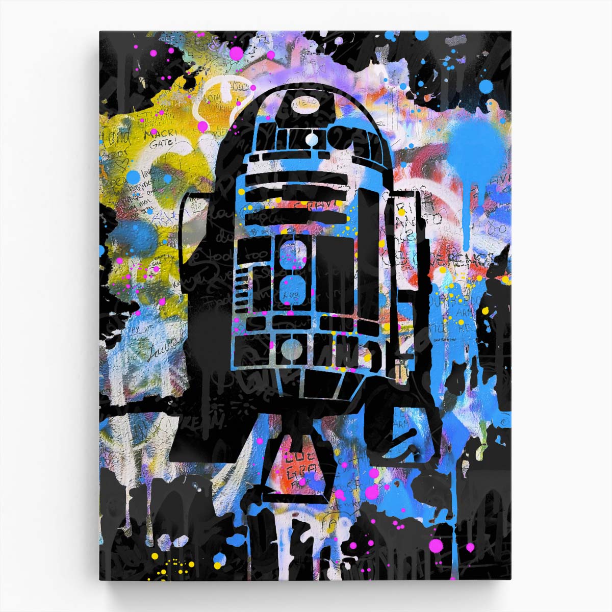 R2D2 Star Wars Graffiti Wall Art by Luxuriance Designs. Made in USA.