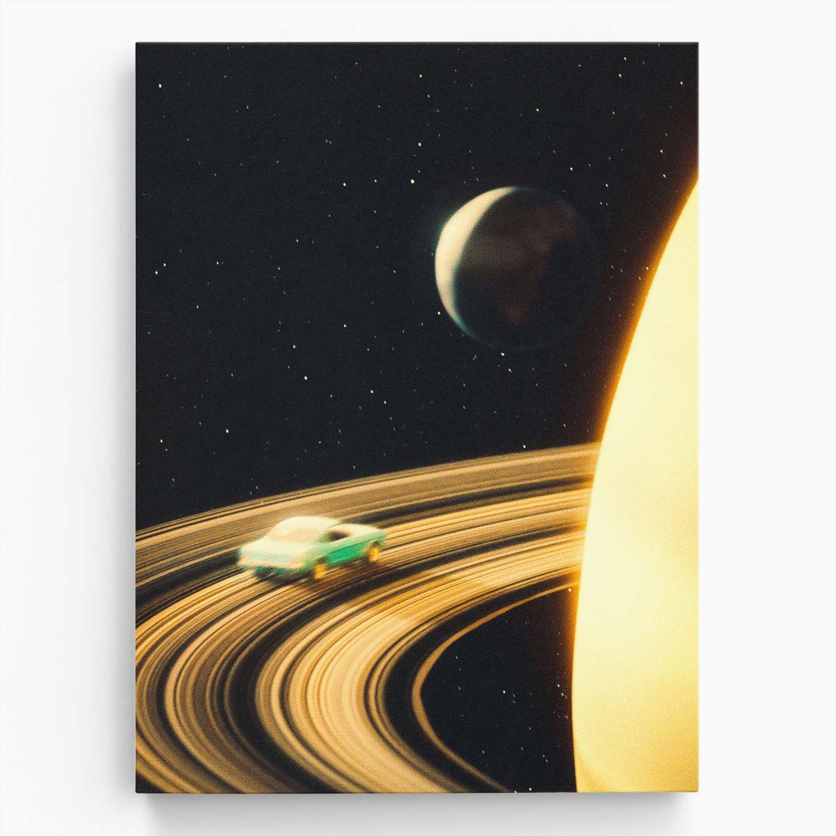 Surreal Saturn Highway Collage - Retro Futuristic Space Travel Art by Luxuriance Designs, made in USA