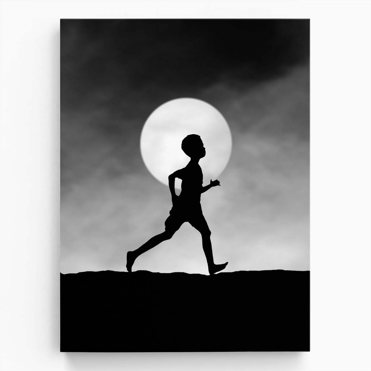 Surreal Monochrome Dream Catcher - Boy Silhouette Photography Art by Luxuriance Designs, made in USA