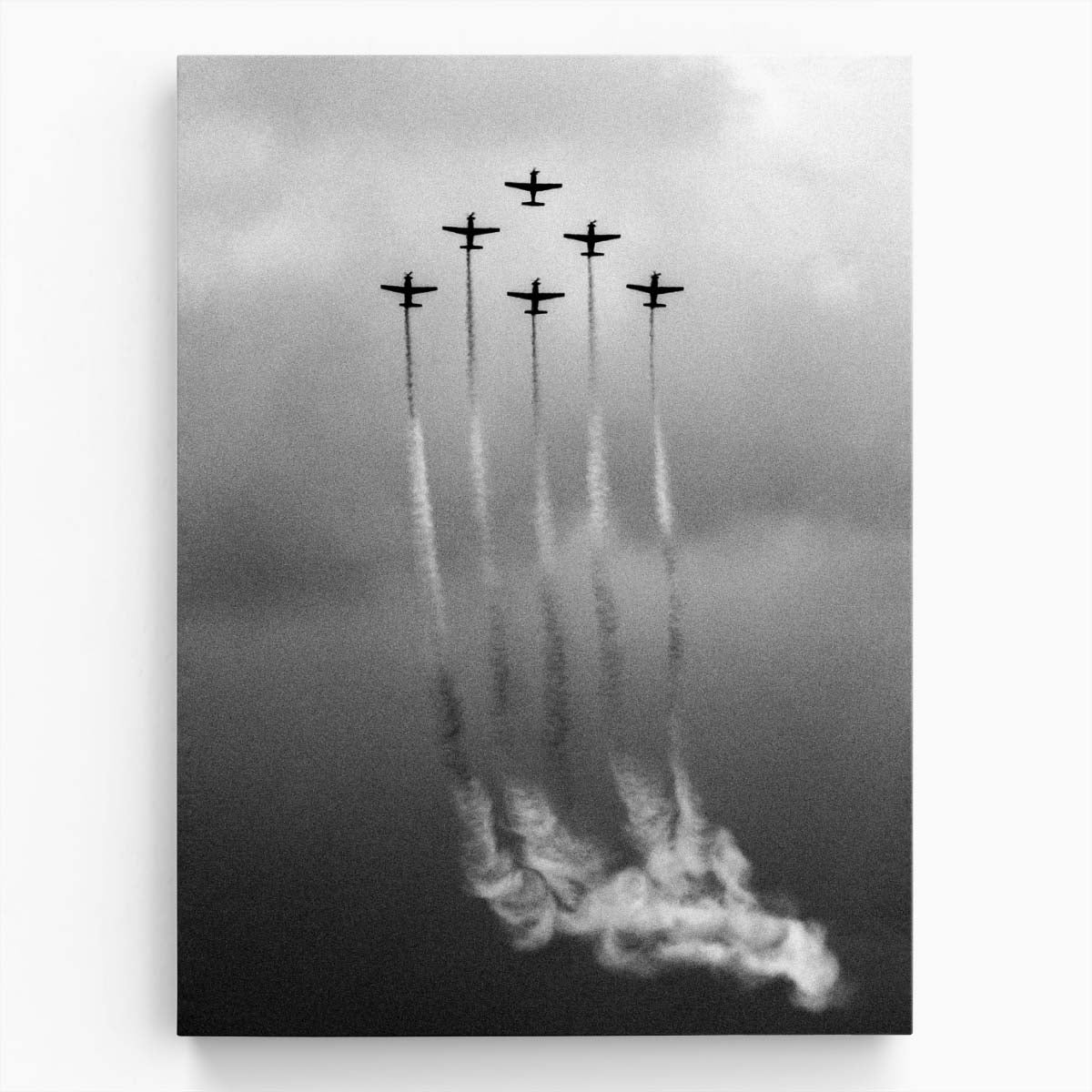 Action-Packed Monochrome Jet Formation Sky Photography Wall Art by Luxuriance Designs, made in USA