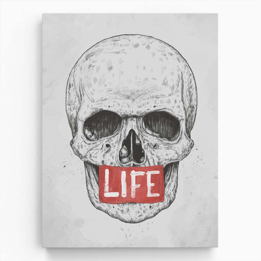 Spooky Skull Illustration Drawing with Motivational Quote, Halloween Wall Art by Luxuriance Designs, made in USA