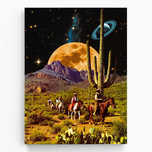 Surreal Retro Futuristic Space Cowboy Collage Illustration Artwork by Luxuriance Designs, made in USA