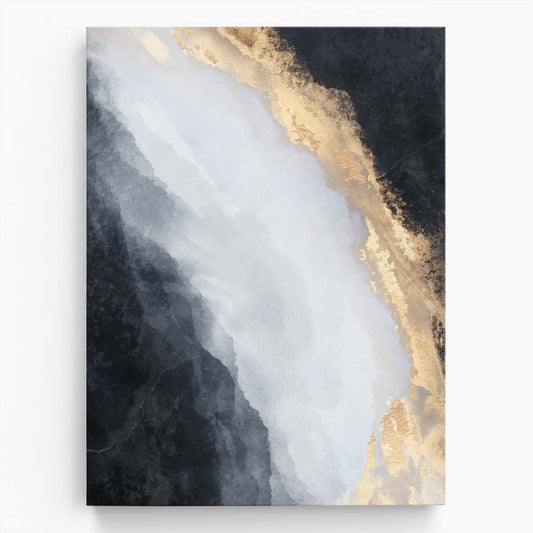 Gold Abstract Illustration - Canvas Painting in Black & White by Luxuriance Designs, made in USA