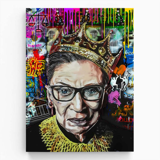 Supreme Court Justice Ruth Bader Ginsburg Portrait Graffiti Wall Art by Luxuriance Designs. Made in USA.
