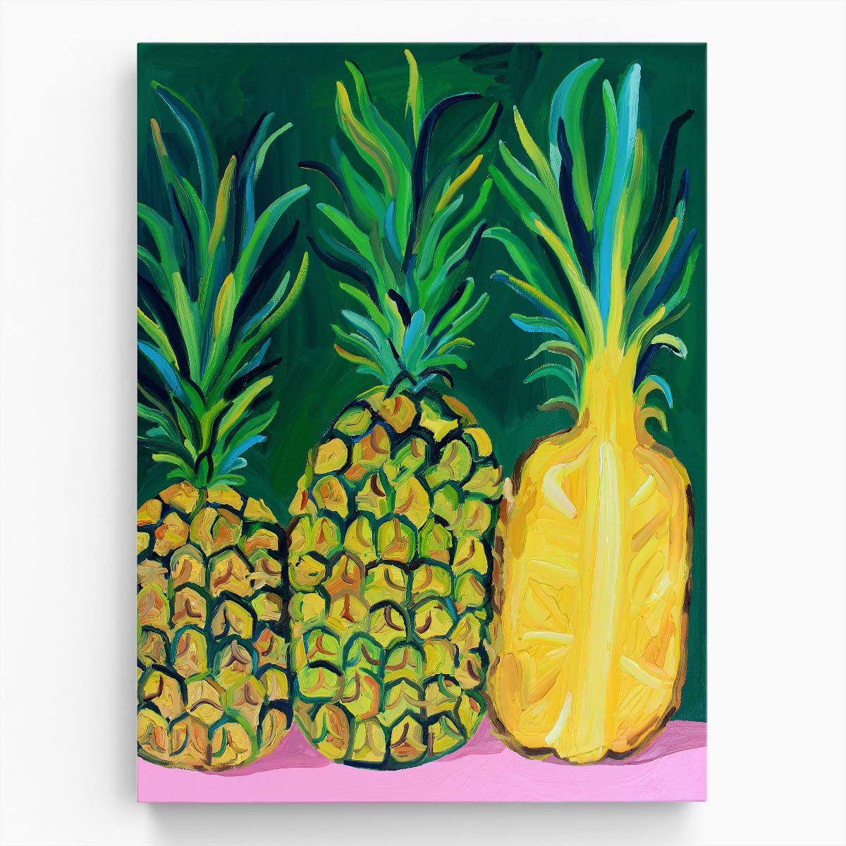 Colorful Pineapple Fruit Illustration for Kitchen Wall Art by Luxuriance Designs, made in USA