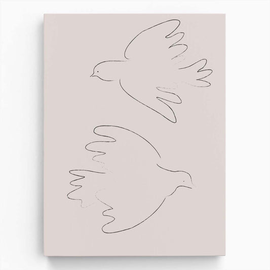 Minimalist Beige Dove Illustration, Boho Line Art Drawing by Luxuriance Designs, made in USA