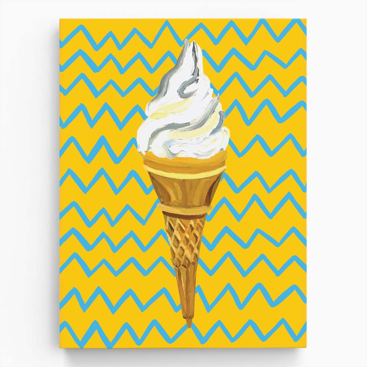 Abstract Geometric Yellow Ice Cream Illustration Kitchen Wall Art by Luxuriance Designs, made in USA