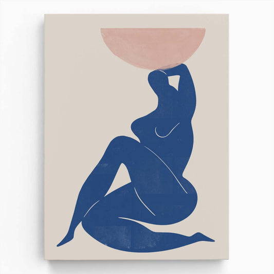 Mid-Century Figurative Illustration of Woman Sitting with Vase by THE MIUUS STUDIO by Luxuriance Designs, made in USA