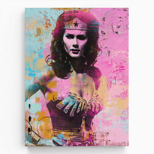 Vintage Wonder Woman Circles Graffiti Wall Art by Luxuriance Designs. Made in USA.