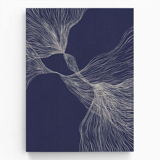 Minimalist Blue Waves Abstract Line Art Illustration Wall Decor by Luxuriance Designs, made in USA