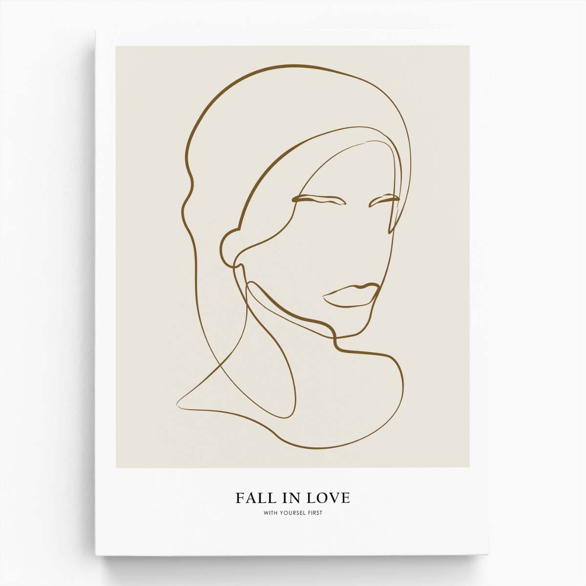 Modern Minimalist Woman Portrait Line Art Illustration with Motivational Quote by Luxuriance Designs, made in USA