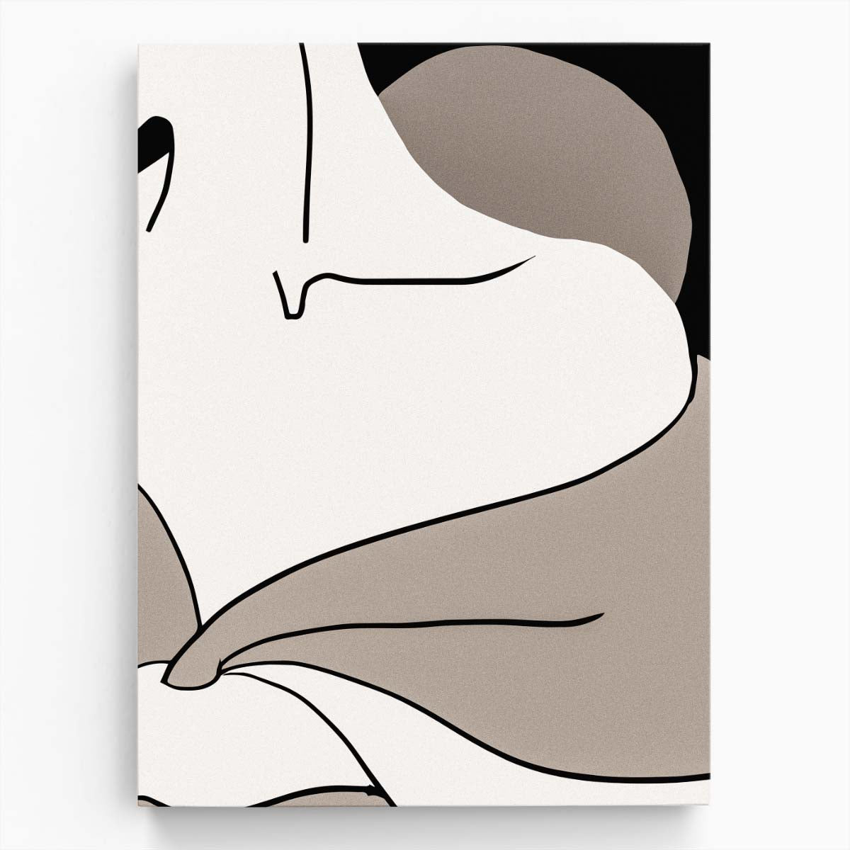 Mid-Century Beige Female Shoulder Abstract Illustration Art by Luxuriance Designs, made in USA