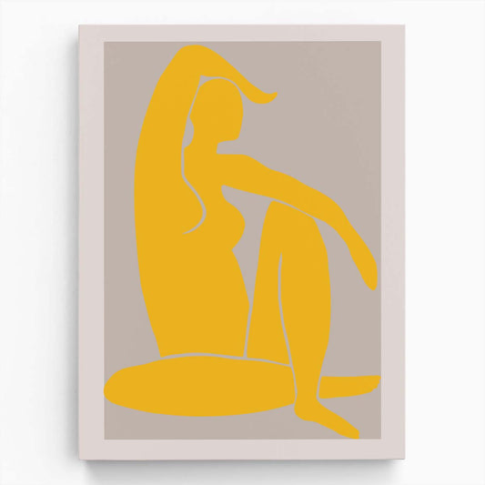 Mid-Century Yellow Woman Portrait Illustration, Figurative Wall Art by Luxuriance Designs, made in USA