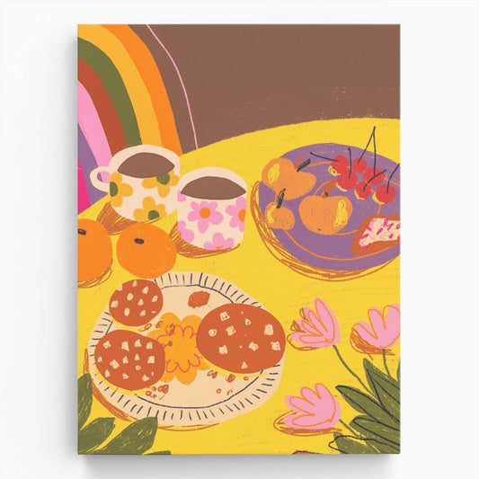 Colorful Food & Drink Illustration Artwork Yellow Table by Gigi Rosado by Luxuriance Designs, made in USA