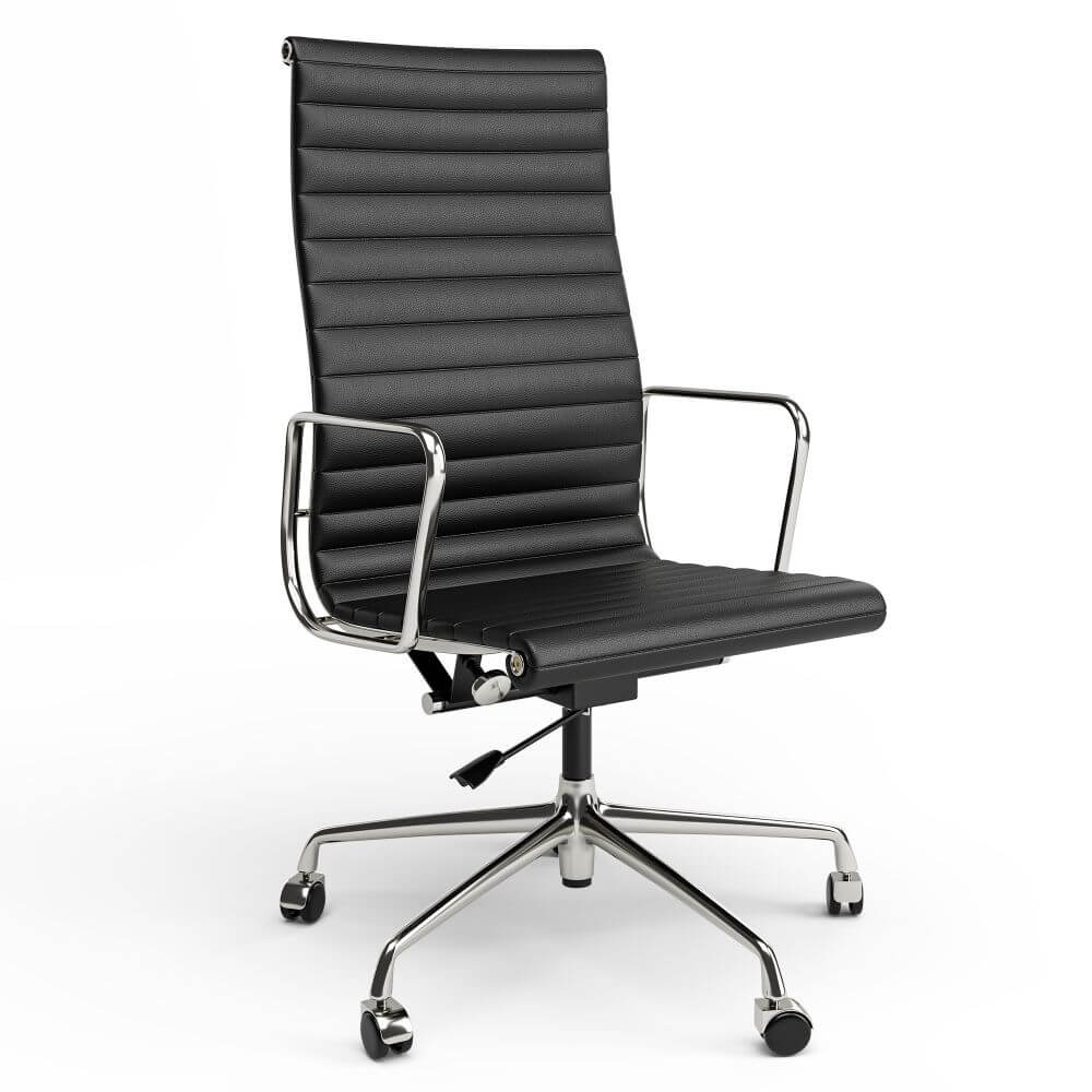 Luxuriance Designs - Eames Aluminum Group Chair - Black Color and High Backrest Side View - Review