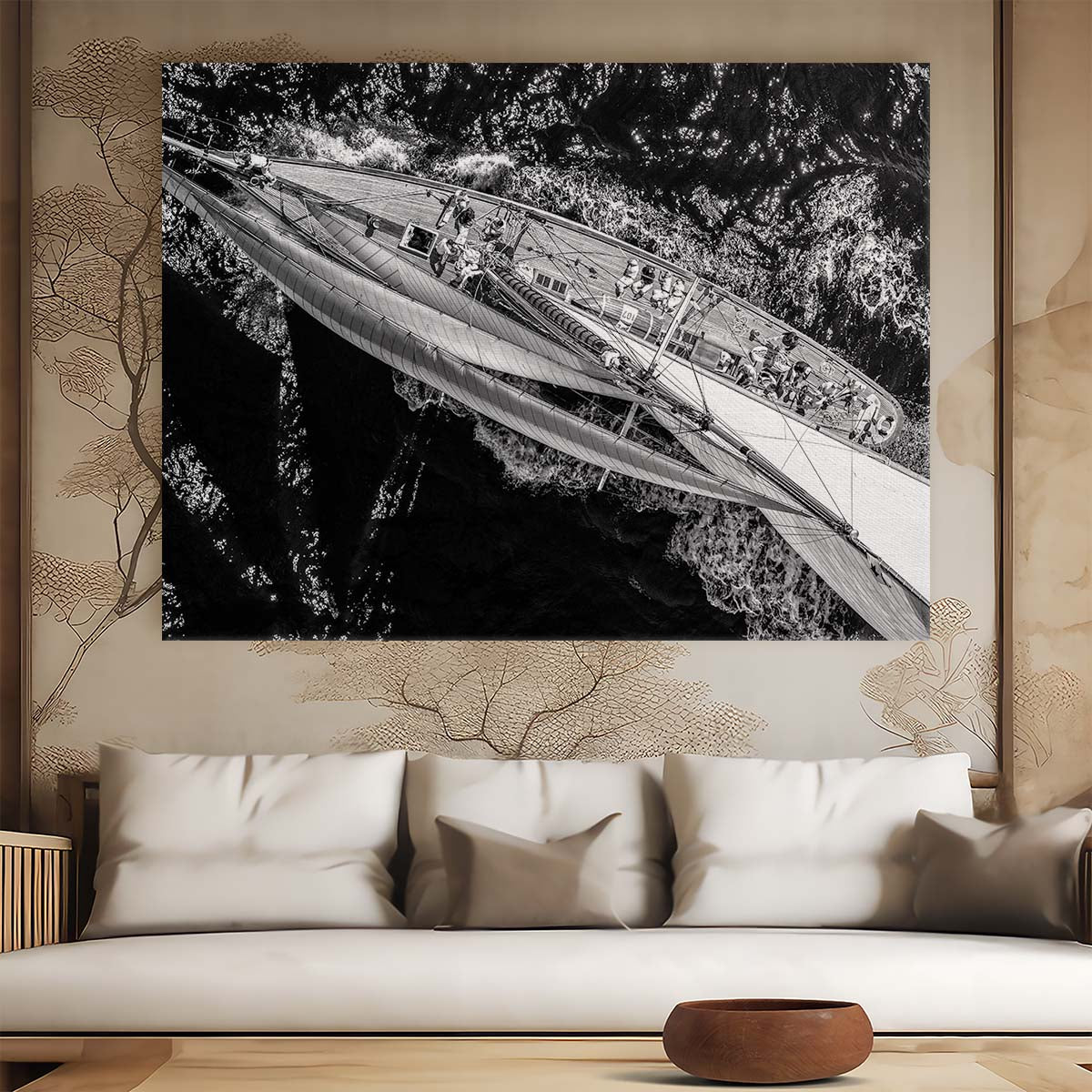 Antibes Yacht Race Aerial Maritime Masterpiece Wall Art by Luxuriance Designs. Made in USA.