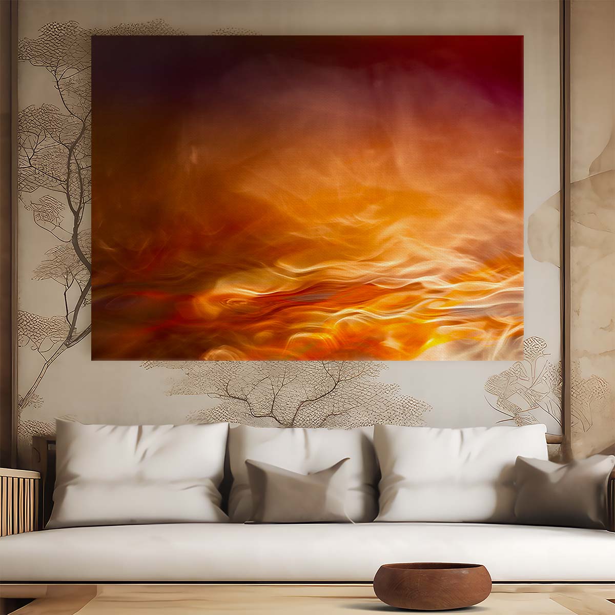 Romantic Fire & Water Flames Abstract Wall Art by Luxuriance Designs. Made in USA.