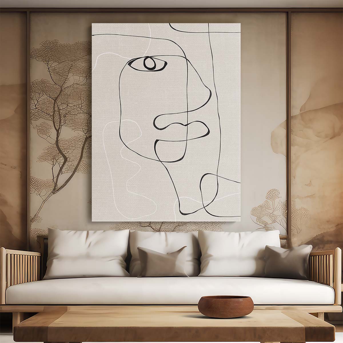 Abstract Face Illustration Line Art by THE MIUUS STUDIO by Luxuriance Designs, made in USA