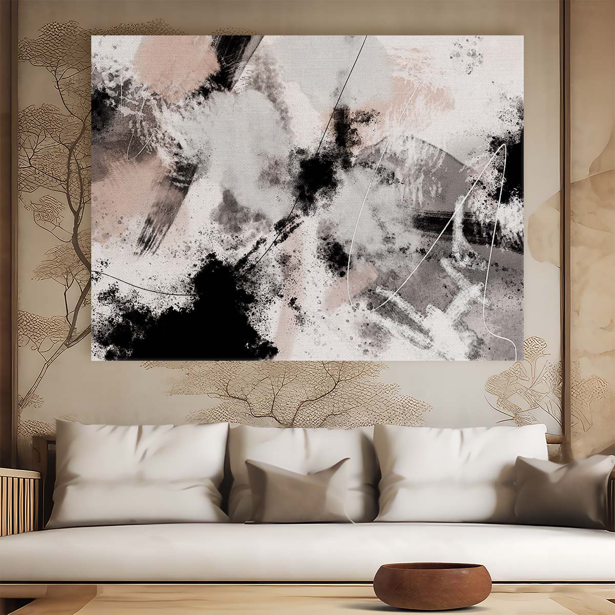 Color Splash Abstract Geometric Canvas Painting Wall Art by Luxuriance Designs. Made in USA.