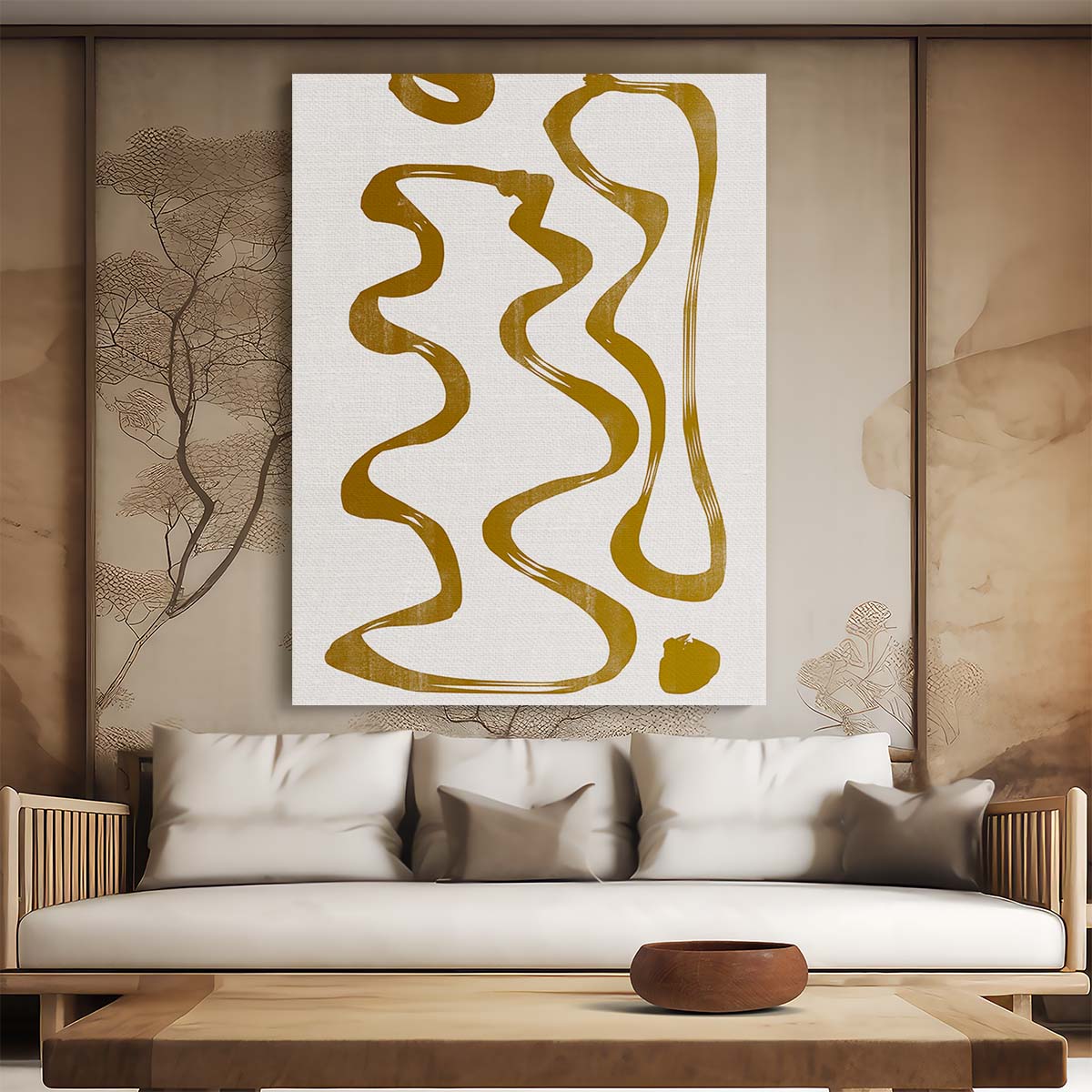 Abstract Brown Line Art Illustration No7 by THE MIUUS STUDIO by Luxuriance Designs, made in USA