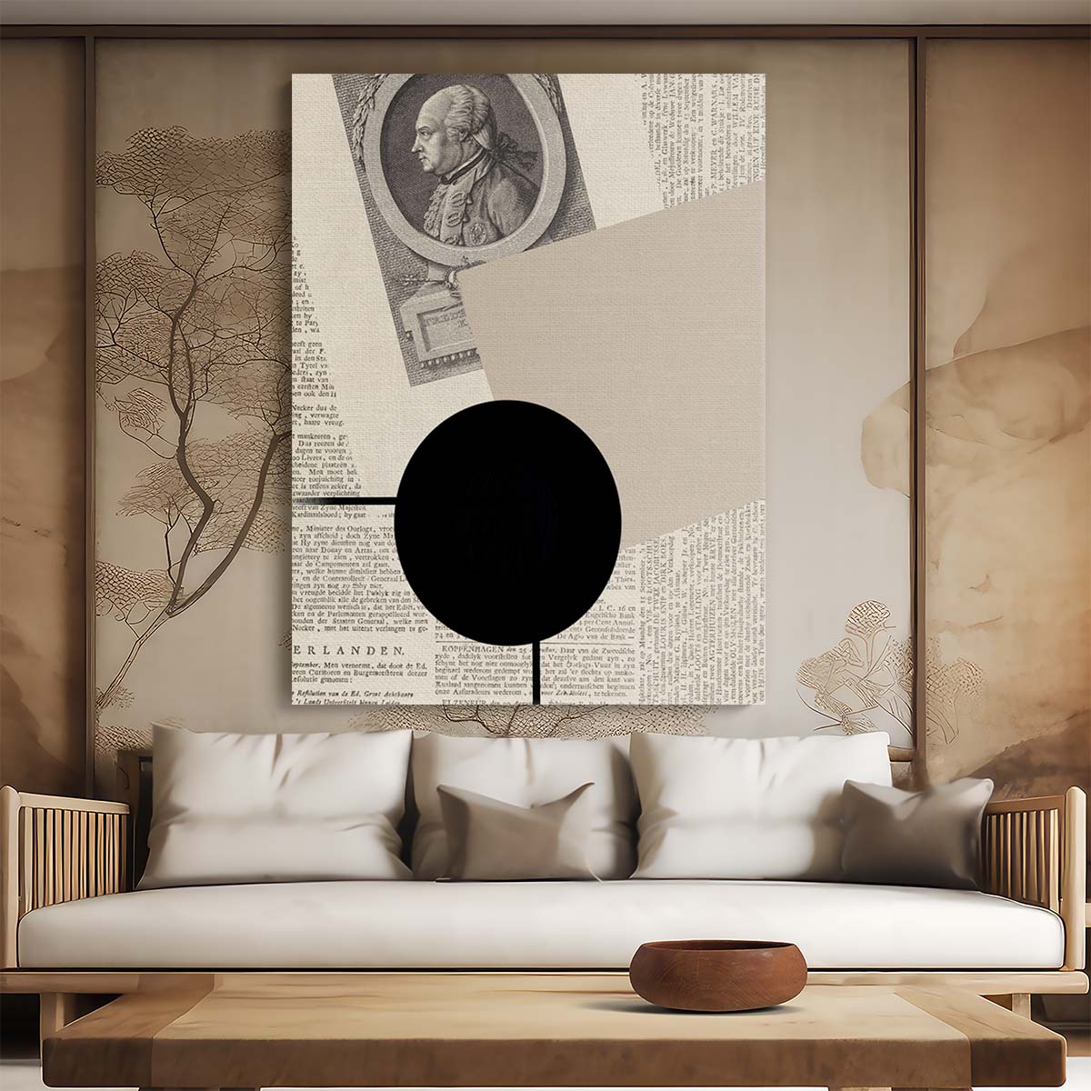 Modern Abstract Collage Illustration Artwork - Vintage Newspaper Style by Luxuriance Designs, made in USA